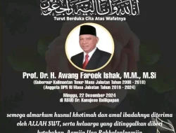 Unsur Pimpinan & Anggota DPRD beserta Sekretariat DPRD Prov. Kaltara mengucapkan turut berduka cita atas meninggalnya Bapak Prof. Dr. H. Awang Faroek Ishak, M.M., M.Si.